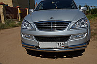 Защита переднего бампера двойная d76/60 ПапаТюнинг для Ssang Yong Kyron 2007-2015