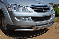 Защита переднего бампера двойная d60/60 ПапаТюнинг для Ssang Yong Kyron 2007-2015