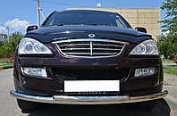 Защита переднего бампера двойная d 60/42 ПапаТюнинг для Ssang Yong Kyron 2007-2015