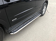 Пороги с накладным листом d53 ПапаТюнинг для Ssang Yong Kyron 2005-2007