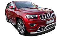 Защита переднего бампера одинарная+низкая скоба d76 ПапаТюнинг для Jeep Grand Cherokee 2013-