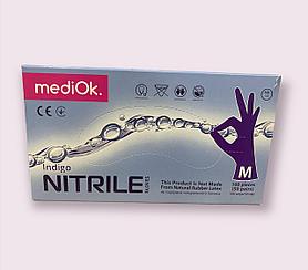 MediOk Перчатки нитриловые смотровые неопудренные, размер М, уп 100 шт(50пар), фиолетовый