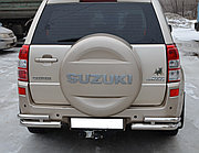Защита заднего бампера угловая двойная d60/42 ПапаТюнинг для Suzuki Grand Vitara 2013-2015