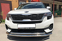 Защита переднего бампера двойная d 60/42 ПапаТюнинг для Kia Seltos 2020-
