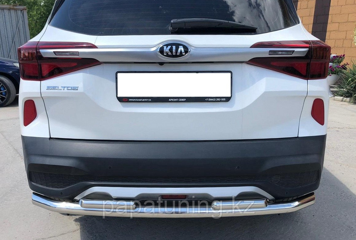 Защита заднего бампера двойная d60/42 ПапаТюнинг для Kia Seltos 2020- - фото 1 - id-p105047584