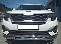 Защита переднего бампера с перемычками d60/42 ПапаТюнинг для Kia Seltos 2019-