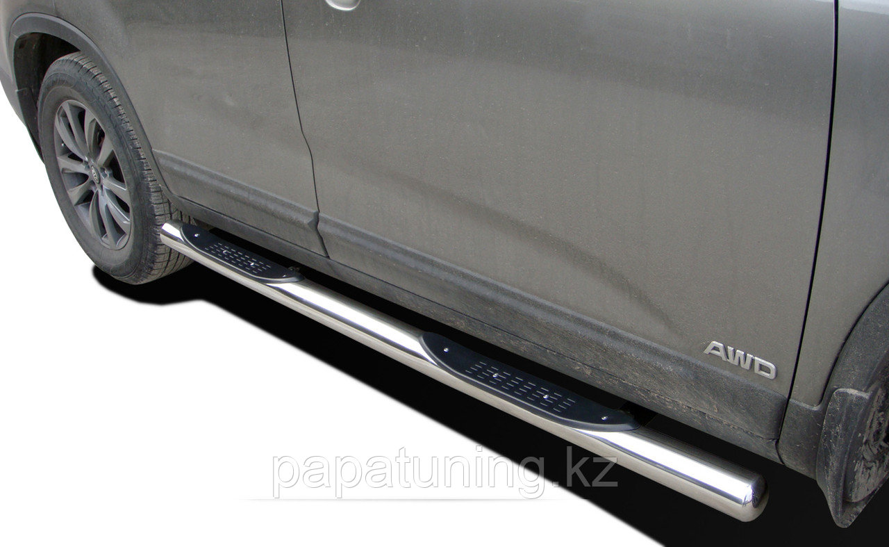 Пороги труба с проступью d76 ПапаТюнинг для Kia Sorento 2 2009-2012