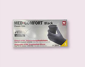 Перчатки Витрил Med-Comfort неопудренные черные, размер S