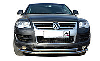 Защита переднего бампера двойная d 60/60 ПапаТюнинг для Volkswagen Touareg 2007-2010