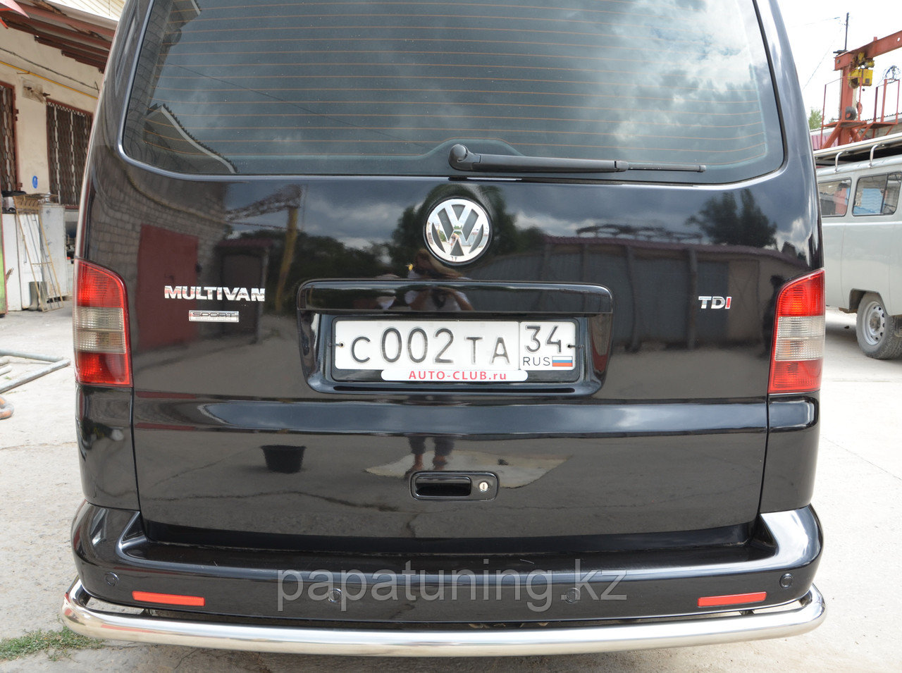 Защита заднего бампера угловая большая d60 ПапаТюнинг для Volkswagen T5 2003-2009 - фото 2 - id-p105048918