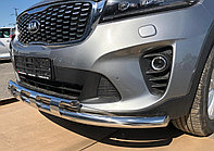 Защита переднего бампера двойная с перемычками d60/42 ПапаТюнинг для Kia Sorento Prime 2018-