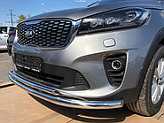 Защита переднего бампера двойная d60/42 ПапаТюнинг для Kia Sorento Prime 2018-
