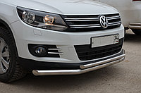 Защита переднего бампера двойная d60/42 ПапаТюнинг для Volkswagen Tiguan 2011-2016