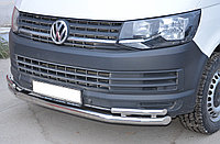 Защита переднего бампера двойная d60/42 ПапаТюнинг для Volkswagen T6 2015-2020