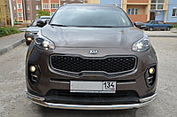 Защита переднего бампера двойная d60/42 ПапаТюнинг для Kia Sportage 2016-2018