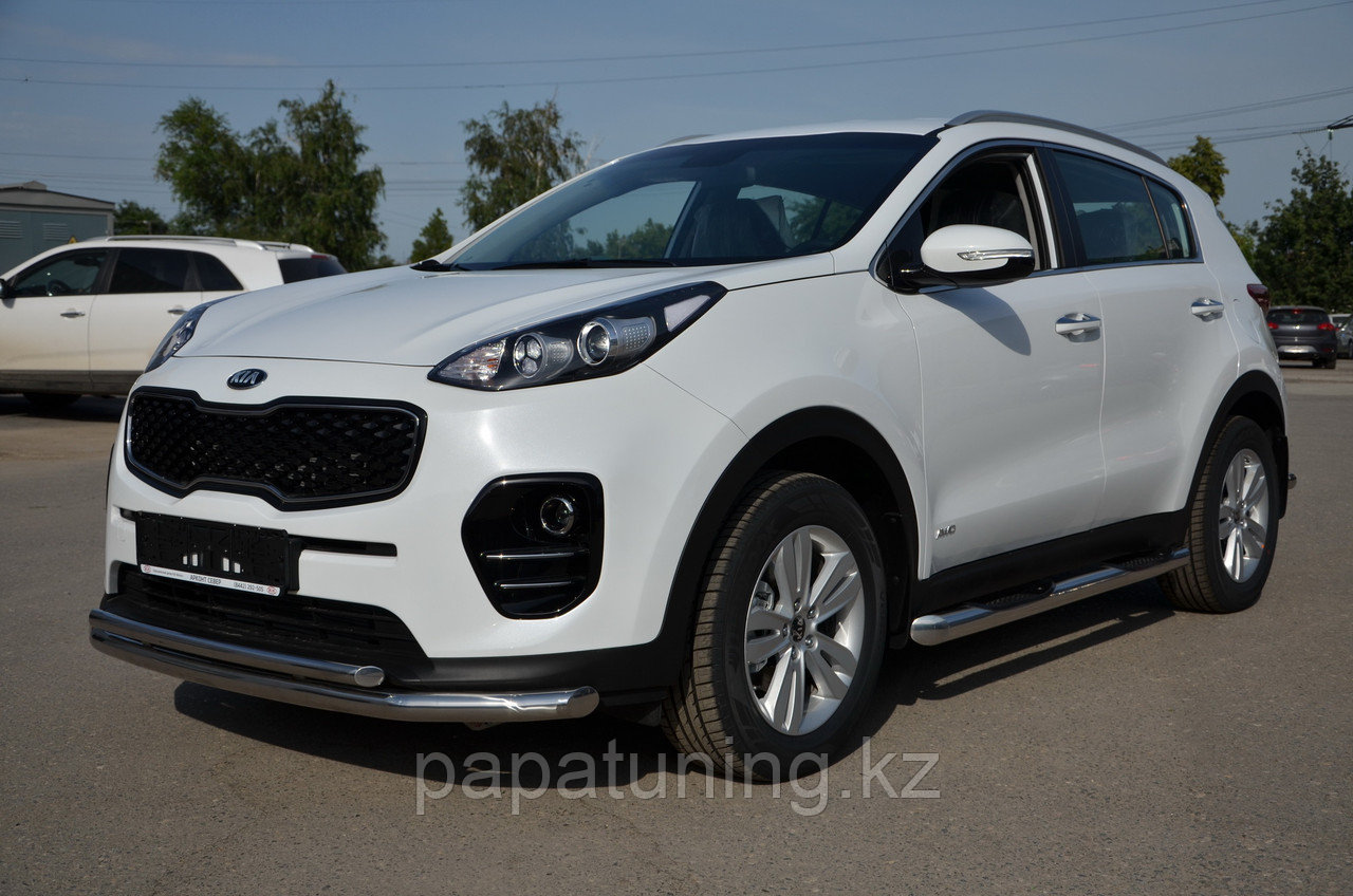 Пороги труба с проступью d76 ПапаТюнинг для Kia Sportage 4 2015-2018 - фото 2 - id-p105047618