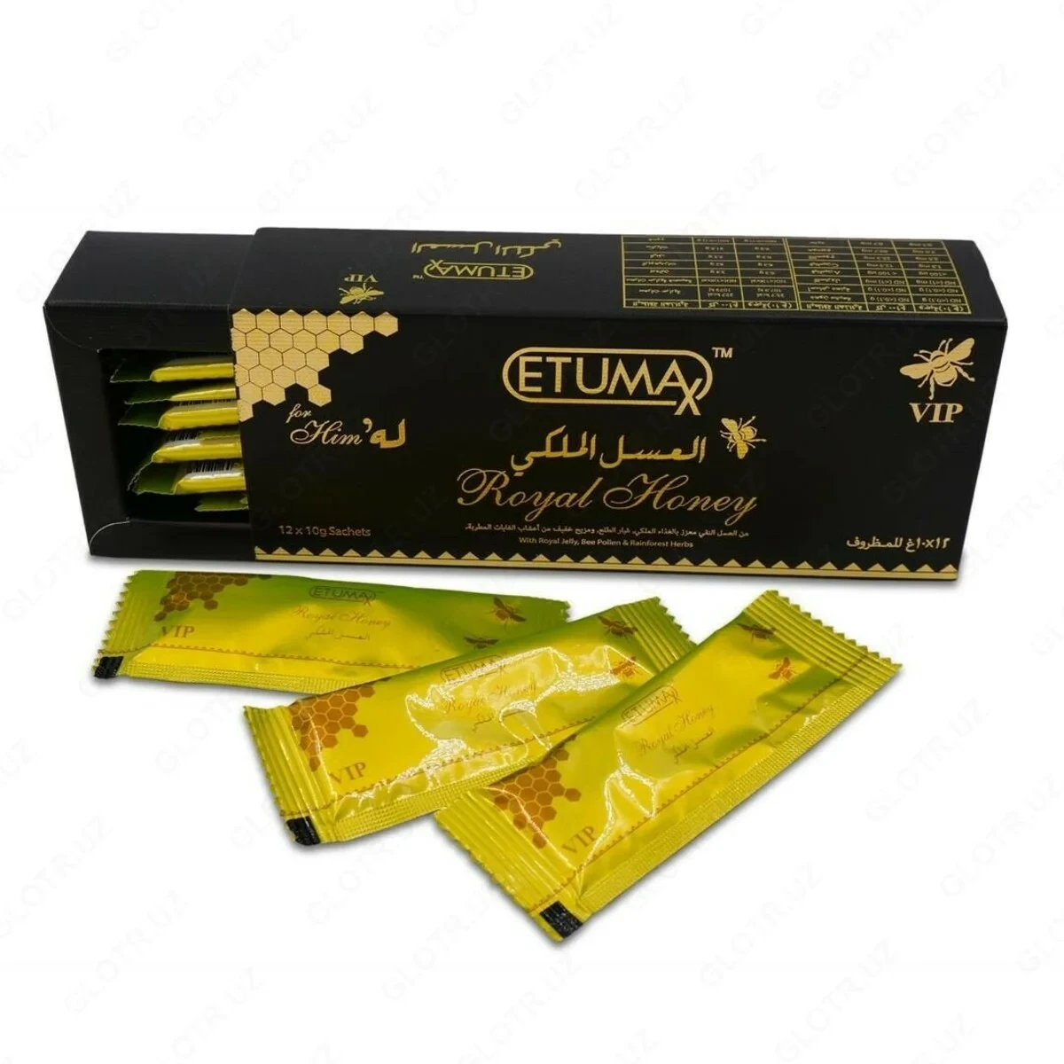 Королевский мед для мощной эрекции Royal Honey VIP Etumax усиленный (12x10 г, Малайзия)