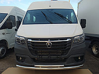 Защита переднего бампера двойная d60/42 ПапаТюнинг для ГАЗель Next NN 2021-