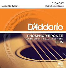 Струны для акустической гитары, фосфорная бронза, 10-47, D`Addario EJ15