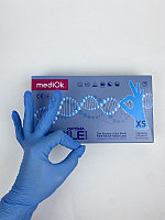 Перчатки нитриловые MediOk неопудренные, ГОЛУБЫЕ, размер XS, уп 50 пар (пачки)