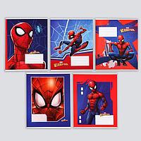 Тетрадь 12 листов, линейка, "Супергерой", 5 видов МИКС, Человек-паук (комплект из 20 шт.)