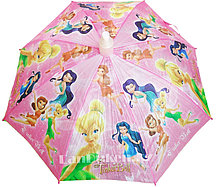 Зонт детский Тинкер Бель (Феи) трость со складным пластиковым чехлом розовый
