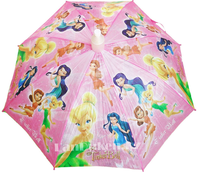 Зонт детский Тинкер Бель (Феи) трость со складным пластиковым чехлом розовый
