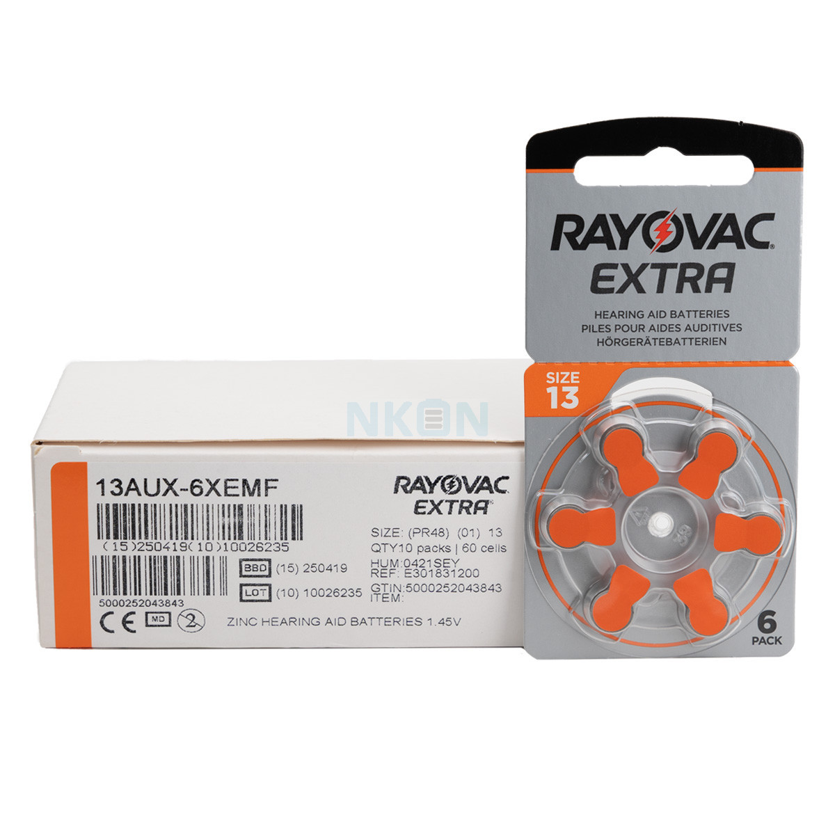 Батарейка для слуховых аппаратов Rayovac Extra 13 (Воздушно-цинковая)