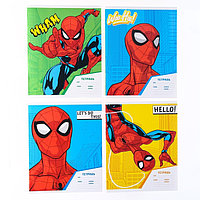 Тетрадь 18 листов, клетка, "Spider-Man", 4 вида МИКС, Человек-паук (комплект из 20 шт.)