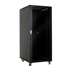 LinkBasic NCB 32U 600*800*1600, Шкаф серверный, цвет чёрный, передняя дверь стеклянная (тонированная)