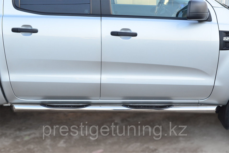 Пороги труба d76 с накладкой (вариант 1) Ford Ranger 2011-2015 - фото 2 - id-p105253035