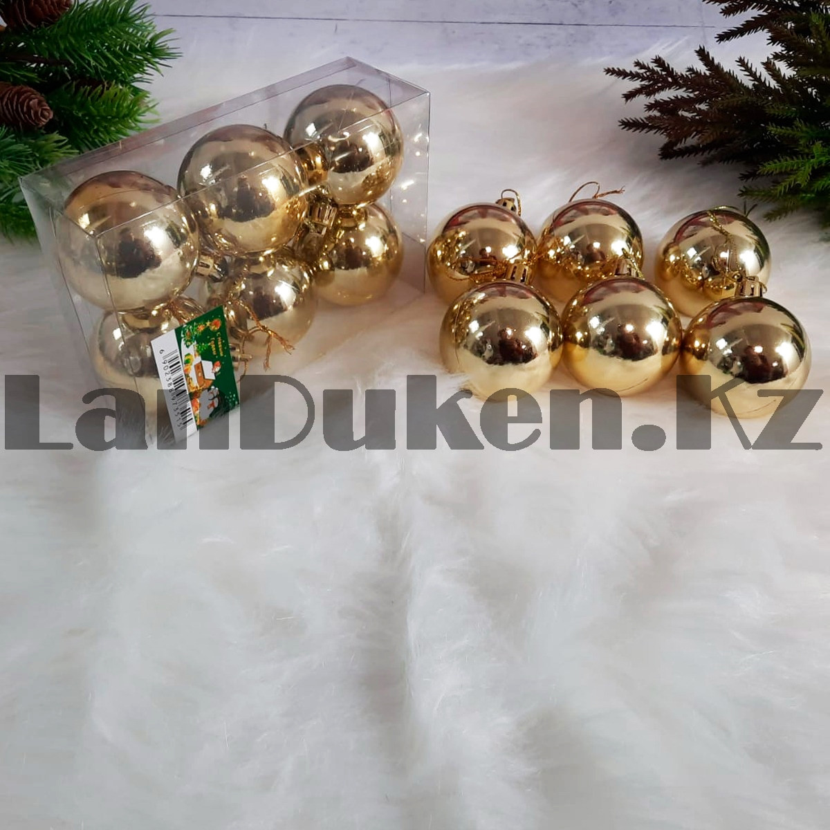 Новогодние елочные шарики глянцевые золотые HM-10 6 шт 5 см
