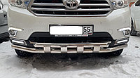 Защита переднего бампера с перемычками d60/60 ПапаТюнинг для Toyota Highlander 2010-2014