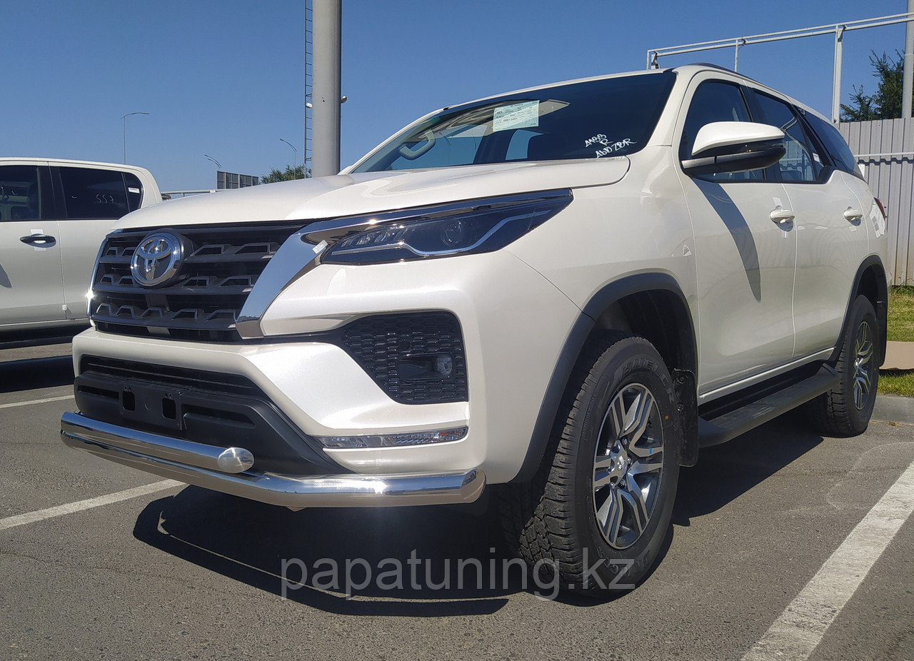 Защита переднего бампера двойная d76/60 ПапаТюнинг для Toyota Fortuner 2020- - фото 3 - id-p105048324