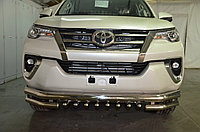 Защита переднего бампера тройная с защитой акула d76/60/42 ПапаТюнинг для Toyota Fortuner 2017-