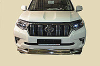 Защита переднего бампера двойная d76/75х42 овал ПапаТюнинг для Toyota Land Cruiser Prado 150 2017-