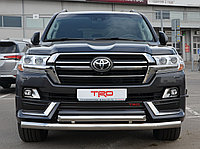 Защита переднего бампера двойная d76/60 ПапаТюнинг для Toyota Land Cruiser 200 TRD 2019-