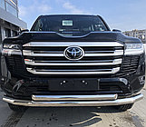 Защита переднего бампера двойная d76/60 ПапаТюнинг для Toyota Land Cruiser 300 2021-