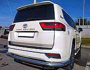 Защита заднего бампера угловая большая d76 ПапаТюнинг для Toyota Land Cruiser 300 (Юбилейная) 2021-