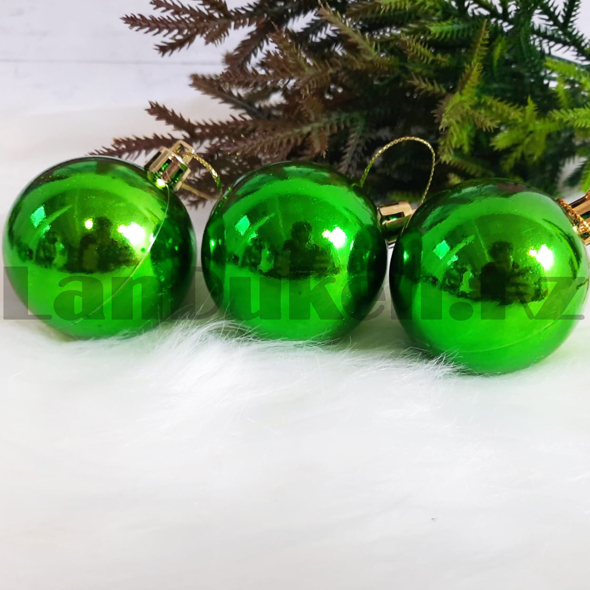 Новогодние елочные шарики глянцевые зеленые HM-10 6 шт 5 см