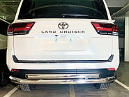 Защита заднего бампера двойная d76/60 ПапаТюнинг для Toyota Land Cruiser 300 (Юбилейная) 2021-