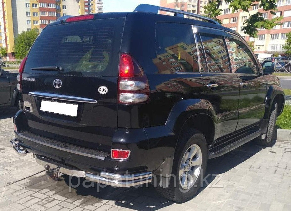 Toyota Land Cruiser Prado 120 үшін фаркоп астындағы қос бұрышты артқы бампер қорғанысы d 60/42 ПапаТюнинг - фото 3 - id-p105048612