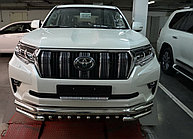 Защита переднего бампера тройная с защитой акула d76/60/42 ПапаТюнинг для Toyota Land Cruiser Prado 150 2017-