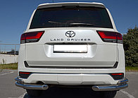Защита заднего бампера угловая двойная d76/42 ПапаТюнинг для Toyota Land Cruiser 300 (Юбилейная)  2021-
