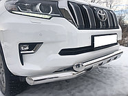 Защита переднего бампера (G) с покрытием "раптор" d76 ПапаТюнинг для Toyota Land Cruiser Prado 150 2017-