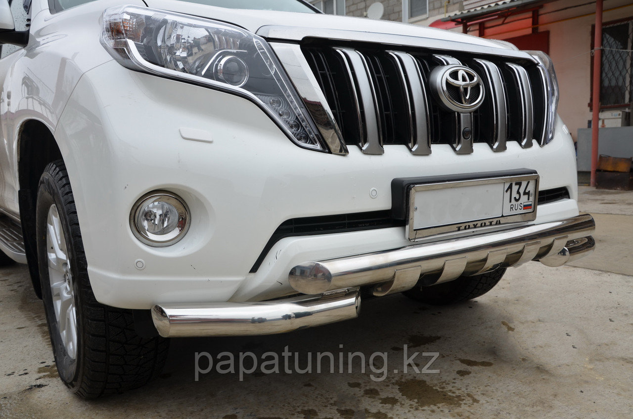 Защита переднего бампера (G) (5 клыков) d76 ПапаТюнинг для Toyota Land Cruiser Prado 150 2013-2017 - фото 1 - id-p105048660