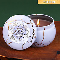 Новогодняя свеча в железной банке «Shine bright», аромат кофе, 7 х 7 х 5,5 см.