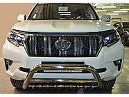 Защита переднего бампера скоба низкая+акула d76/60/42 ПапаТюнинг для Toyota Land Cruiser Prado 150 2017-