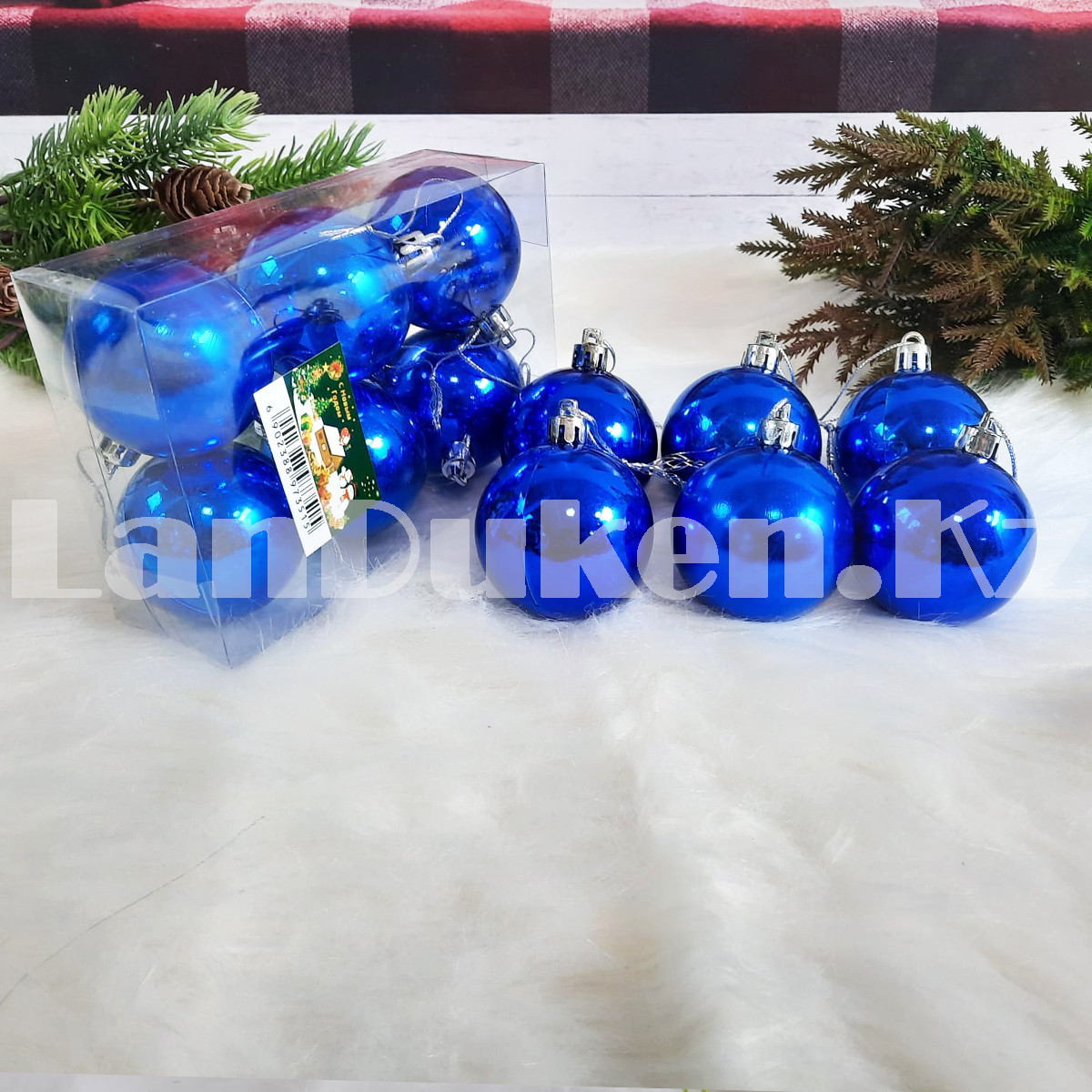 Новогодние елочные шарики глянцевые синие HM-10 6 шт 5 см, фото 1