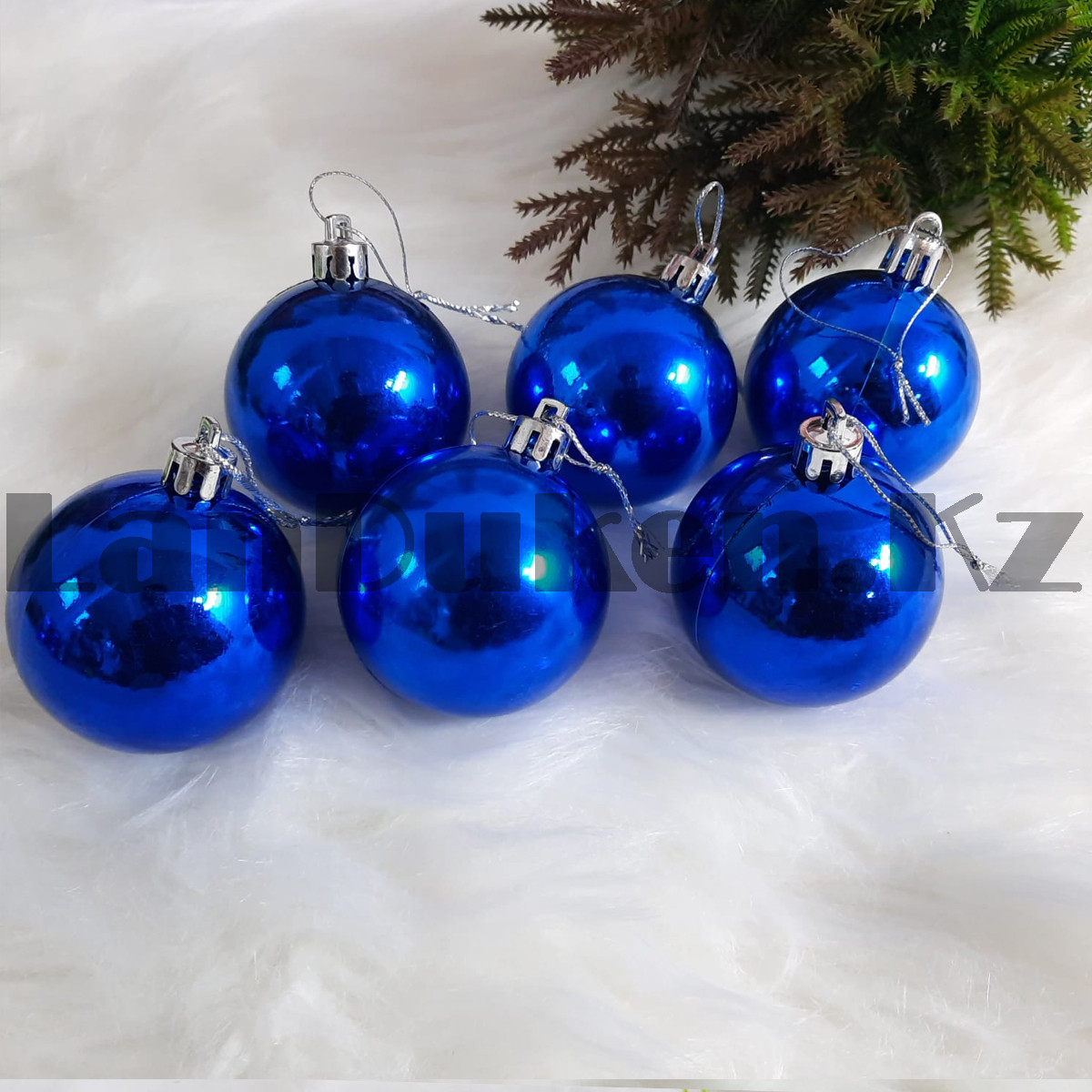 Новогодние елочные шарики глянцевые синие HM-10 6 шт 5 см - фото 5 - id-p105259650